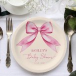Plato De Papel Cinta de arco rosa ducha de bebé lindo elegante pl<br><div class="desc">Cinta de color rosa lazo de bebé ducha linda elegante plancha de papel tierno bebé niña ducha de mesa decoración de lazo vintage suaves placas de fiesta rosa</div>