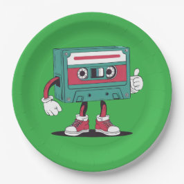 Plato De Papel Cinta de cassette retro.