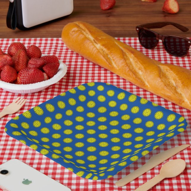Plato De Papel Cinta de flores amarillas de Kenneth Yoncich (Picnic)