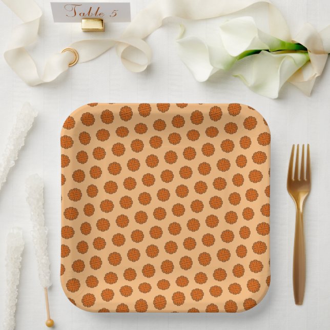 Plato De Papel Cinta de flores naranja por Kenneth Yoncich (Boda)