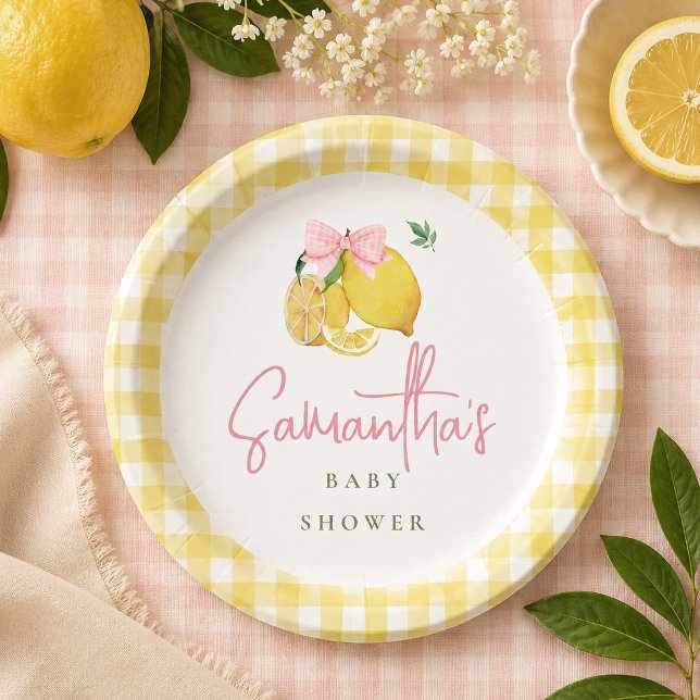 Plato De Papel Cinta de gingham rosa limón  (Subido por el creador)