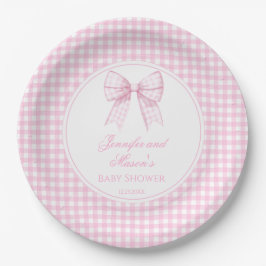 Plato De Papel Cinta de proa rosada lindo preppy bebé niña ducha