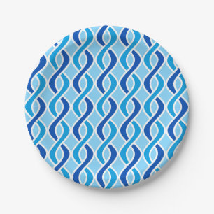 Plato De Papel Cinta moderna de medio siglo, cobalto y azul celes