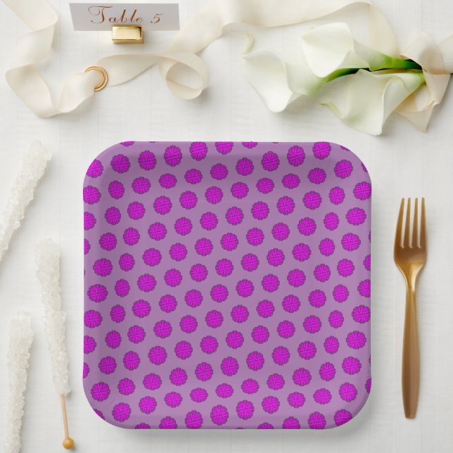 Plato De Papel Cinta morada de flores por Kenneth Yoncich (Boda)
