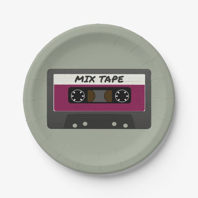 Plato De Papel Cinta Purple Mix - Regalo inspirado en retro de 80 (Anverso)