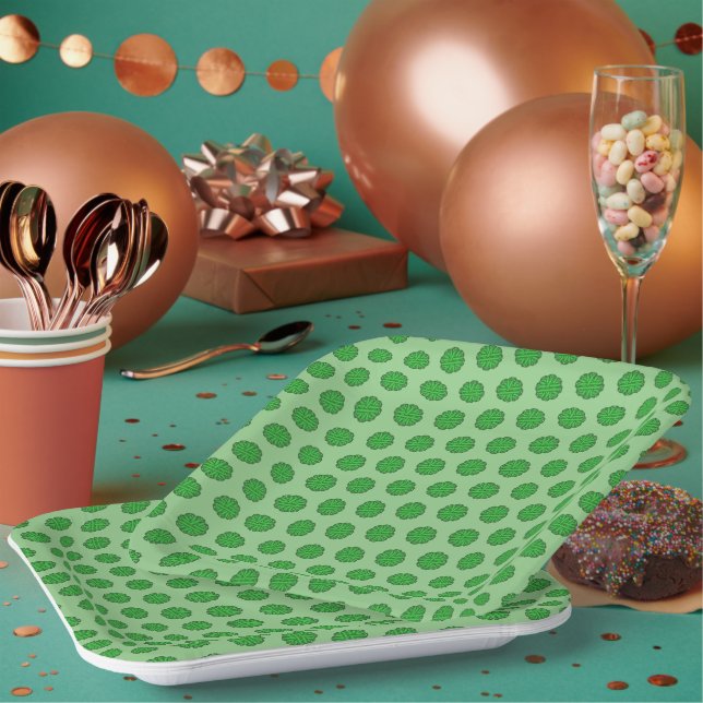 Plato De Papel Cinta verde de flores por Kenneth Yoncich (Multi)