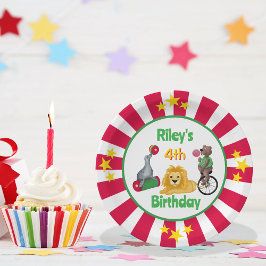 Plato De Papel Circo caprichoso Animales estribados borde estelar