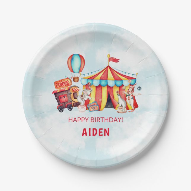 Plato De Papel Circo de Carnaval Cumpleaños Gran Carpa (Anverso)