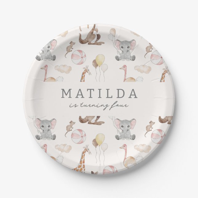 Plato De Papel Circo moderno de carnaval para niños | Cumpleaños  (Anverso)