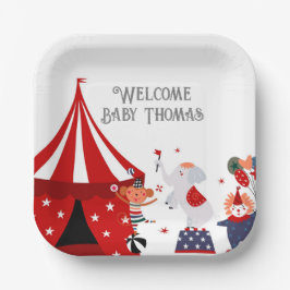 Plato De Papel Circo o Baby Shower de Carnaval