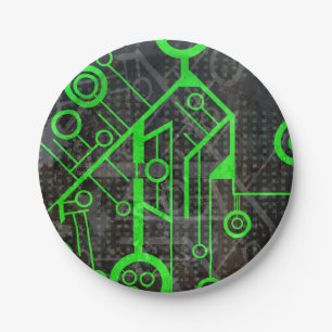 Plato De Papel Circuito verde