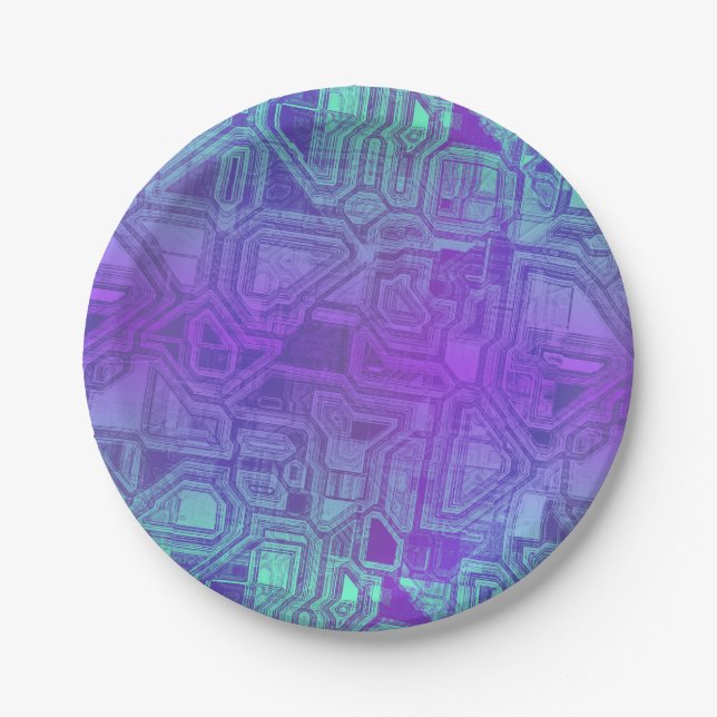 Plato De Papel circuitos de caramelo - azul berry : (Anverso)