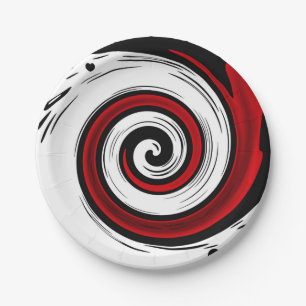 Plato De Papel Circular líquido giratorio colores blancos rojos m