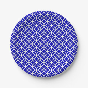 Plato De Papel Círculo blanco azul de la vida