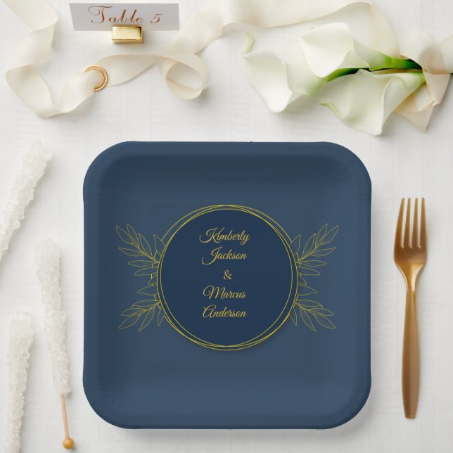 Plato De Papel Círculo de boda Elegancia Dorada (Boda)