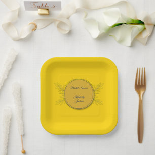 Plato De Papel Círculo de Elegancia Dorada Despedida de Soltera