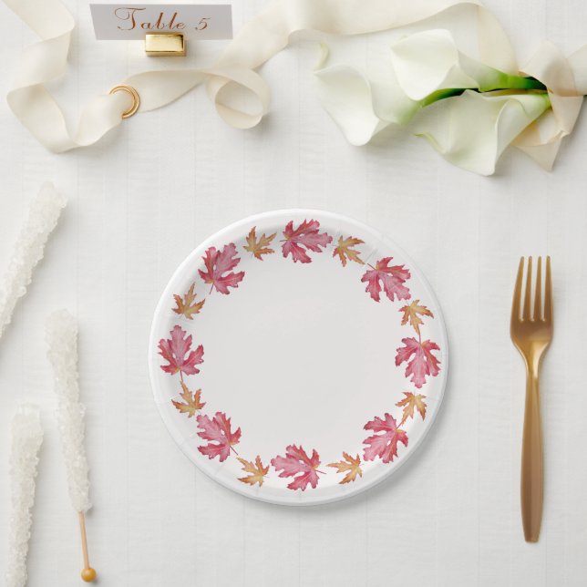 Plato De Papel Círculo de hojas (Boda)