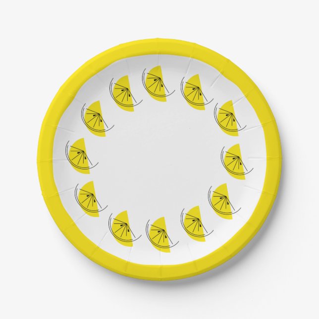 Plato De Papel Círculo de Limón Cítrico (Anverso)