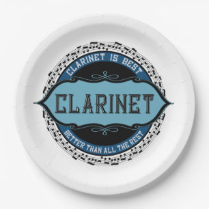 Plato De Papel Círculo de notas de música de Clarinet