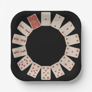 Plato De Papel Círculo de tarjetas de reproducción de corazones