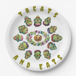 Plato De Papel Círculo de Zombies de Halloween