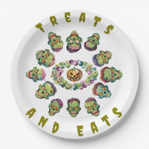 Plato De Papel Círculo de Zombies de Halloween