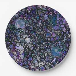 Plato De Papel Círculos abstractos dibujados a mano, azul, morado