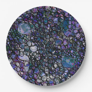Plato De Papel Círculos abstractos dibujados a mano, azul, morado