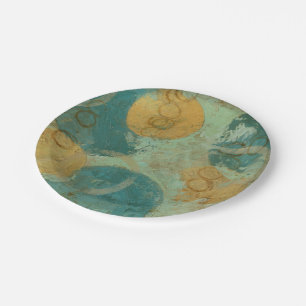 Plato De Papel Círculos azules y amarillos