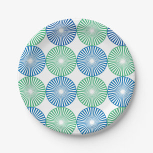 Plato De Papel círculos azules y verdes ;patrón