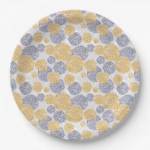 Plato De Papel Círculos con huella de piel de leopardo amarillo y