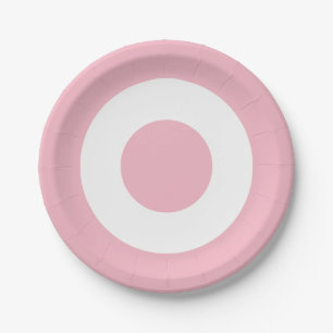 Plato De Papel Círculos de boda / fiesta de color rosa y blanco
