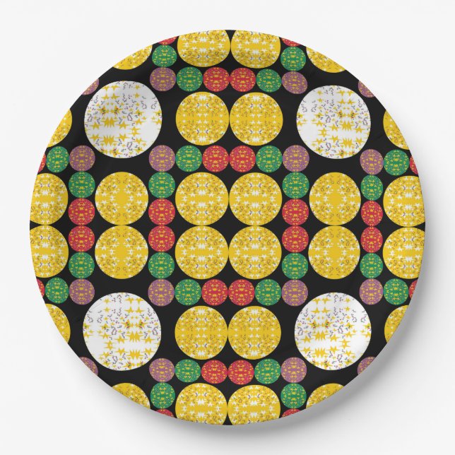 Plato De Papel Círculos de Estrellas (Anverso)