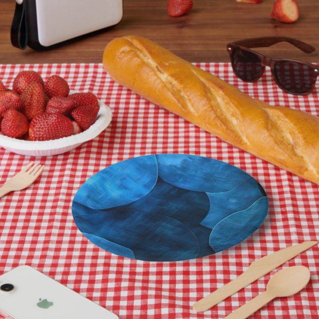 Plato De Papel Círculos de la luna azul (Picnic)