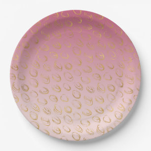 Plato De Papel Círculos de Moda dorada rosada Ombre