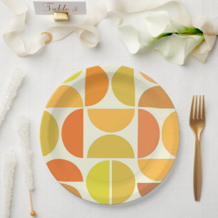 Plato De Papel Círculos modernos abstractos de mediados de siglo 