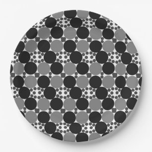 Plato De Papel Círculos Monocromos: Resumen Blanco Negro Y Gris,