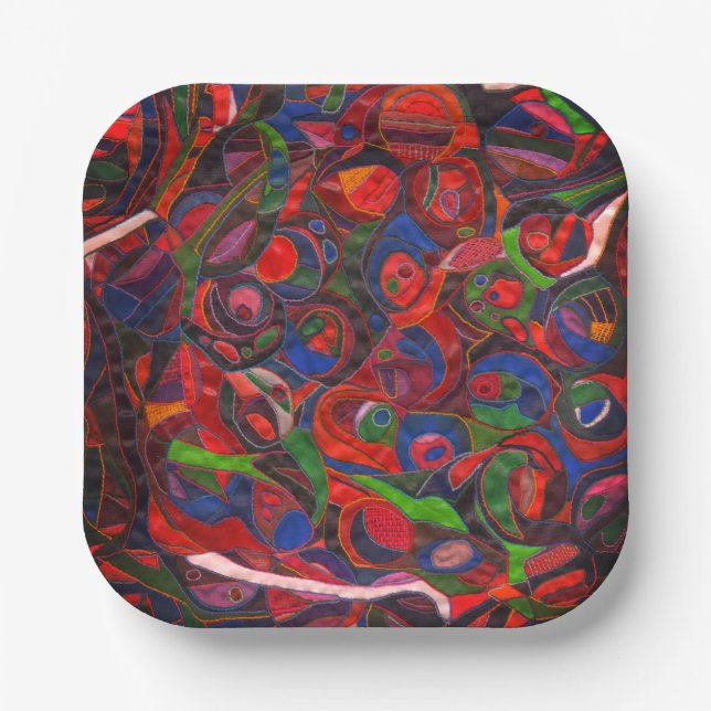 Plato De Papel Círculos rojos (Anverso)