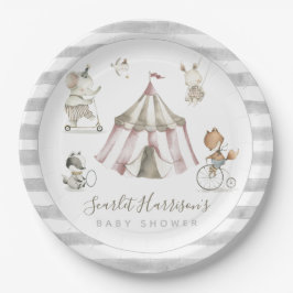Plato De Papel Circus Animals Baby Shower