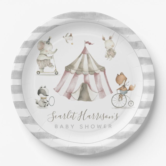 Plato De Papel Circus Animals Baby Shower (Anverso)