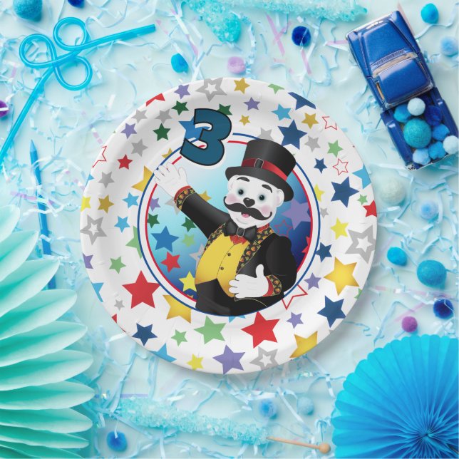 Plato De Papel Circus Polar Bear Ringmaster Birthday (Fiesta)