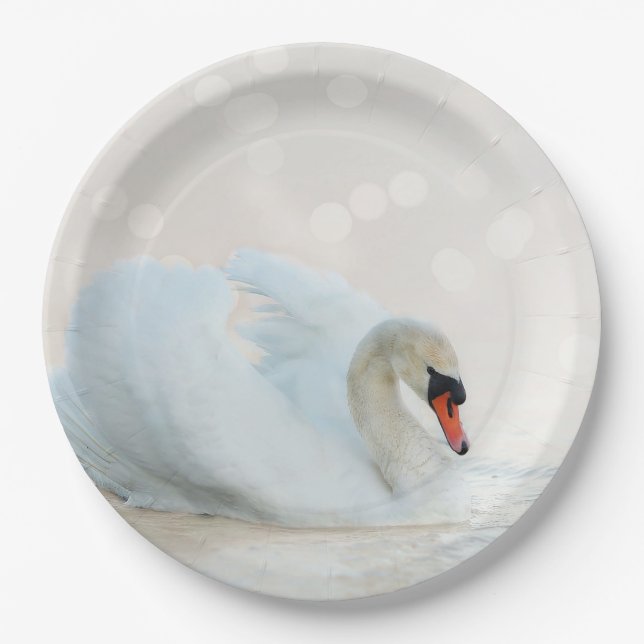 Plato De Papel Cisne blanca (Anverso)