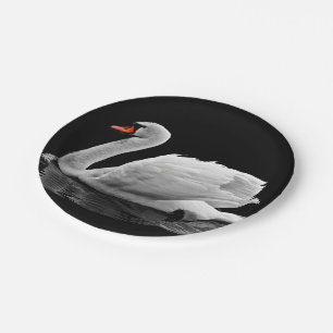 Plato De Papel Cisne blanco en el lago