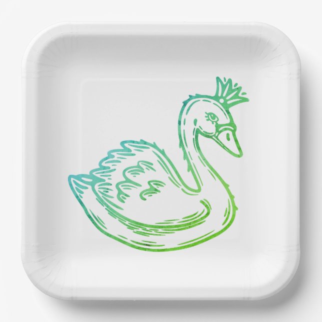 Plato De Papel Cisne en la corona (Anverso)