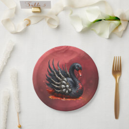 Plato De Papel Cisne oscuro de huesos: elegancia gótica