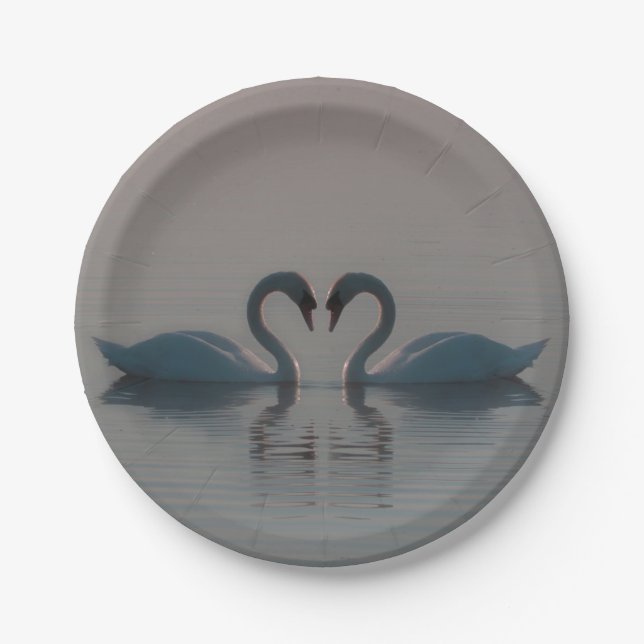 Plato De Papel Cisnes Azules Deben Ser Amor (Anverso)