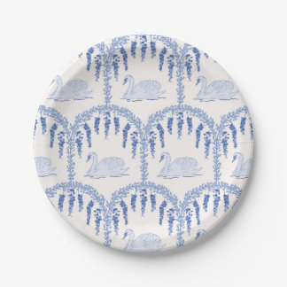 Plato De Papel Cisnes azules del país francés y vinos florales