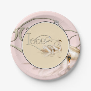 Plato De Papel Cisnes con amor al papel