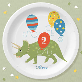 Plato De Papel Cita Cumpleaños Dinosaur Triceratops Nombre Person