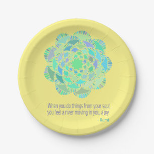 Plato De Papel Cita de alegría de Mandala Rumi